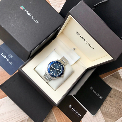 TAG Heuer Automatic Watch with Blue Dial and Stainless Steel Bracelet