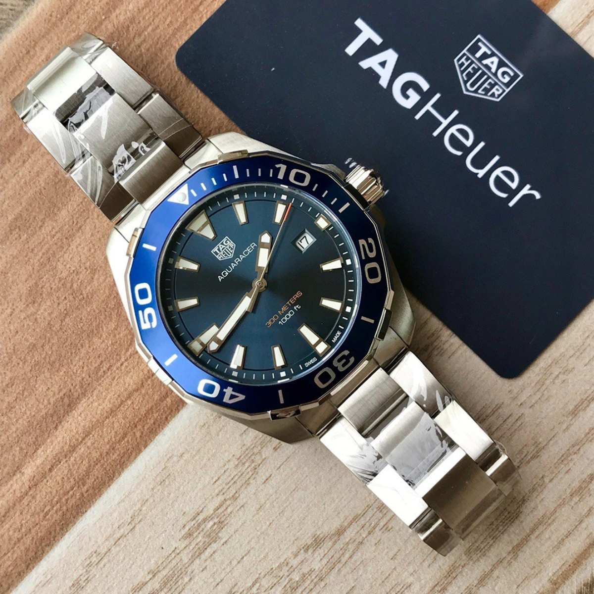 TAG Heuer Automatic Watch with Blue Dial and Stainless Steel Bracelet