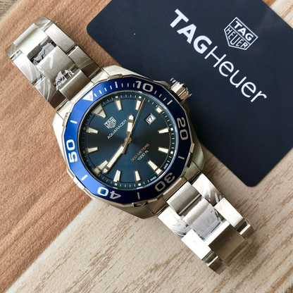 TAG Heuer Automatic Watch with Blue Dial and Stainless Steel Bracelet