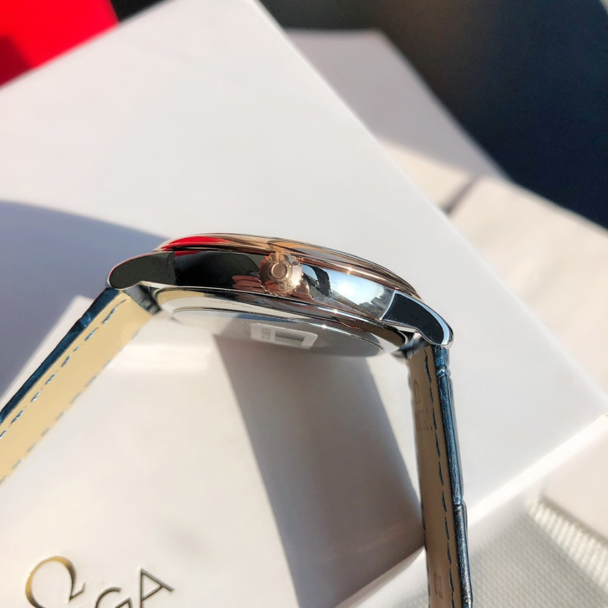 Omega De Ville Rose Gold Blue Dial Watch