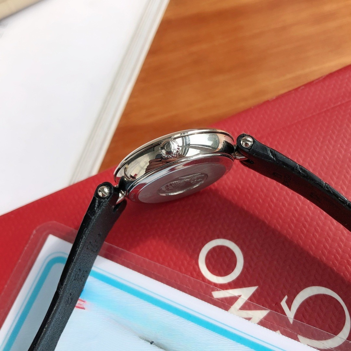 Omega De Ville Black Leather Watch