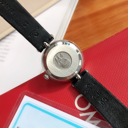 Omega De Ville Black Leather Watch