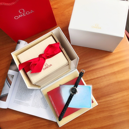 Omega De Ville Black Leather Watch