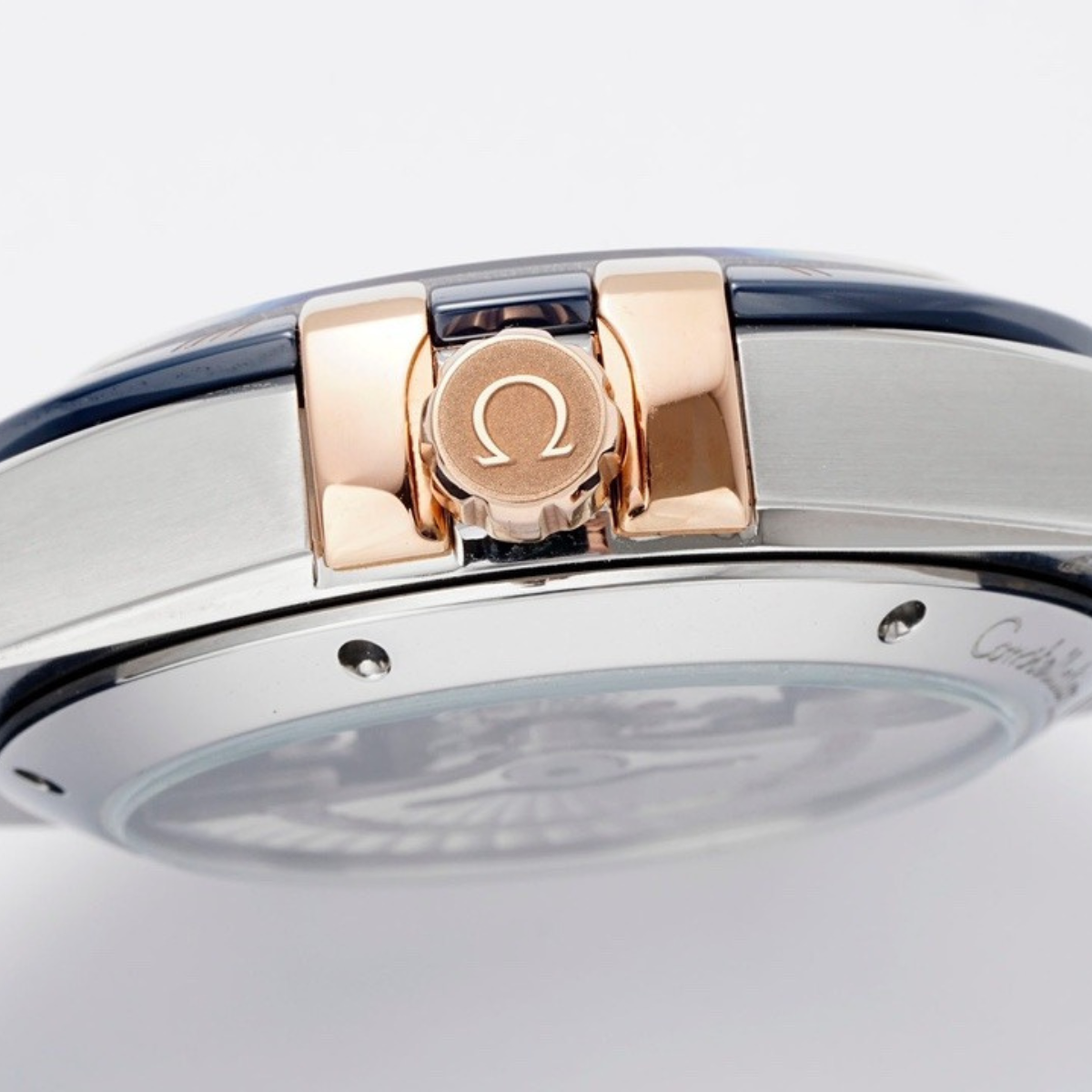 Omega Constellation Blue Dial Rose Gold Watch