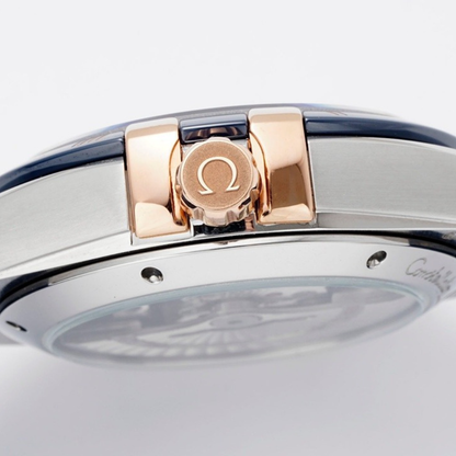 Omega Constellation Blue Dial Rose Gold Watch