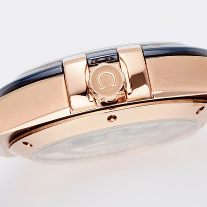 Omega Constellation Blue Rose Gold Watch