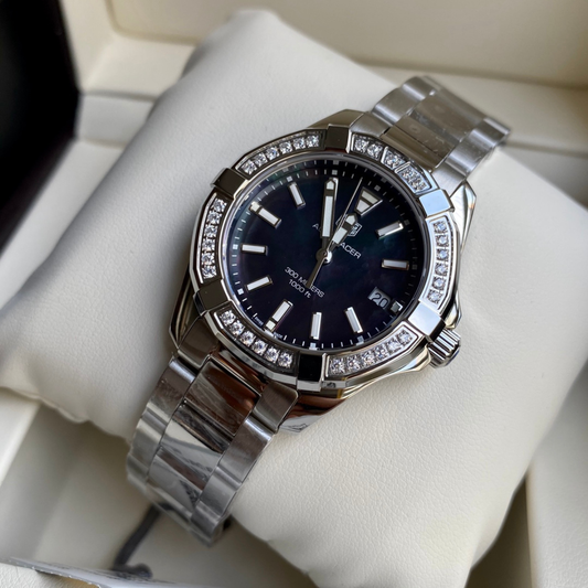 Tag Heuer Aquaracer Automatic Watch – Diamond Bezel, Black Dial