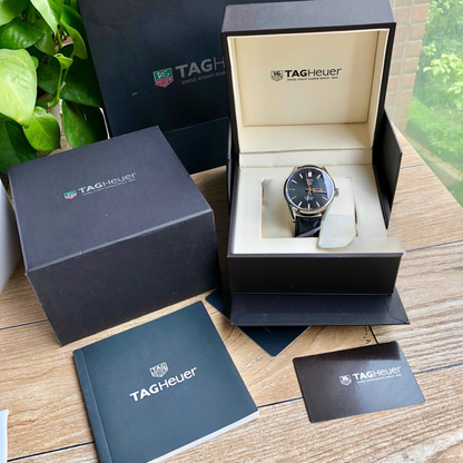 Tag Heuer Aquaracer Automatic Watch – Black Dial Leather Strap