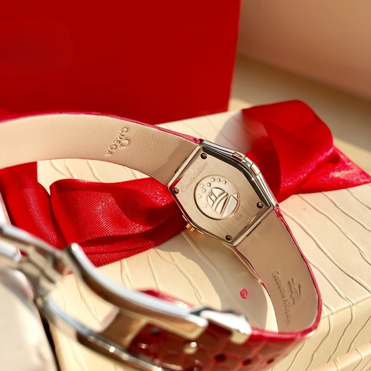 Omega Red Leather Watch