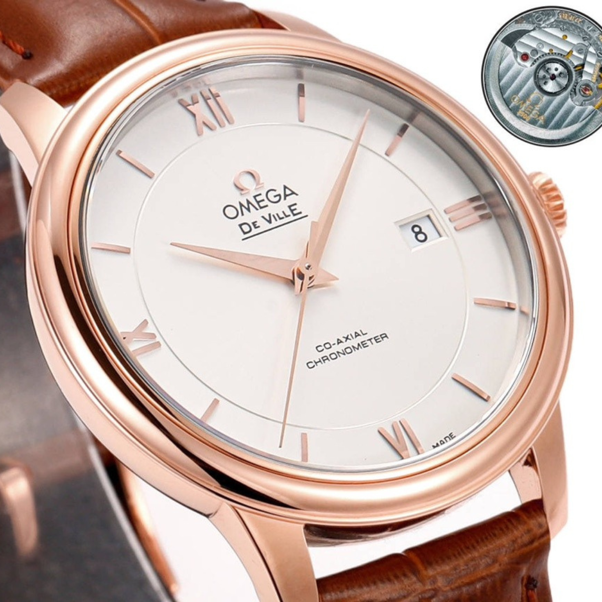 Omega De Ville Rose Gold Leather Watch