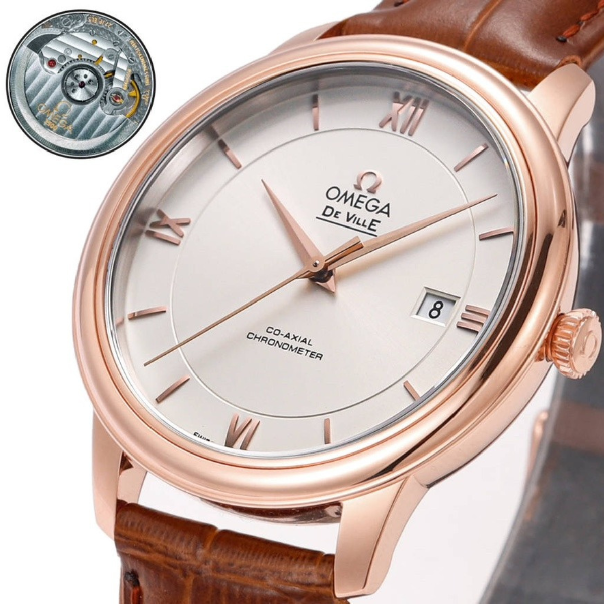 Omega De Ville Rose Gold Leather Watch