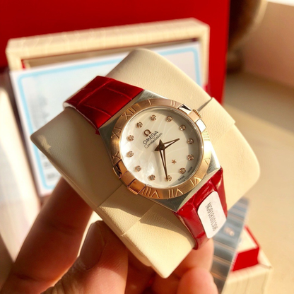 Omega Red Leather Watch