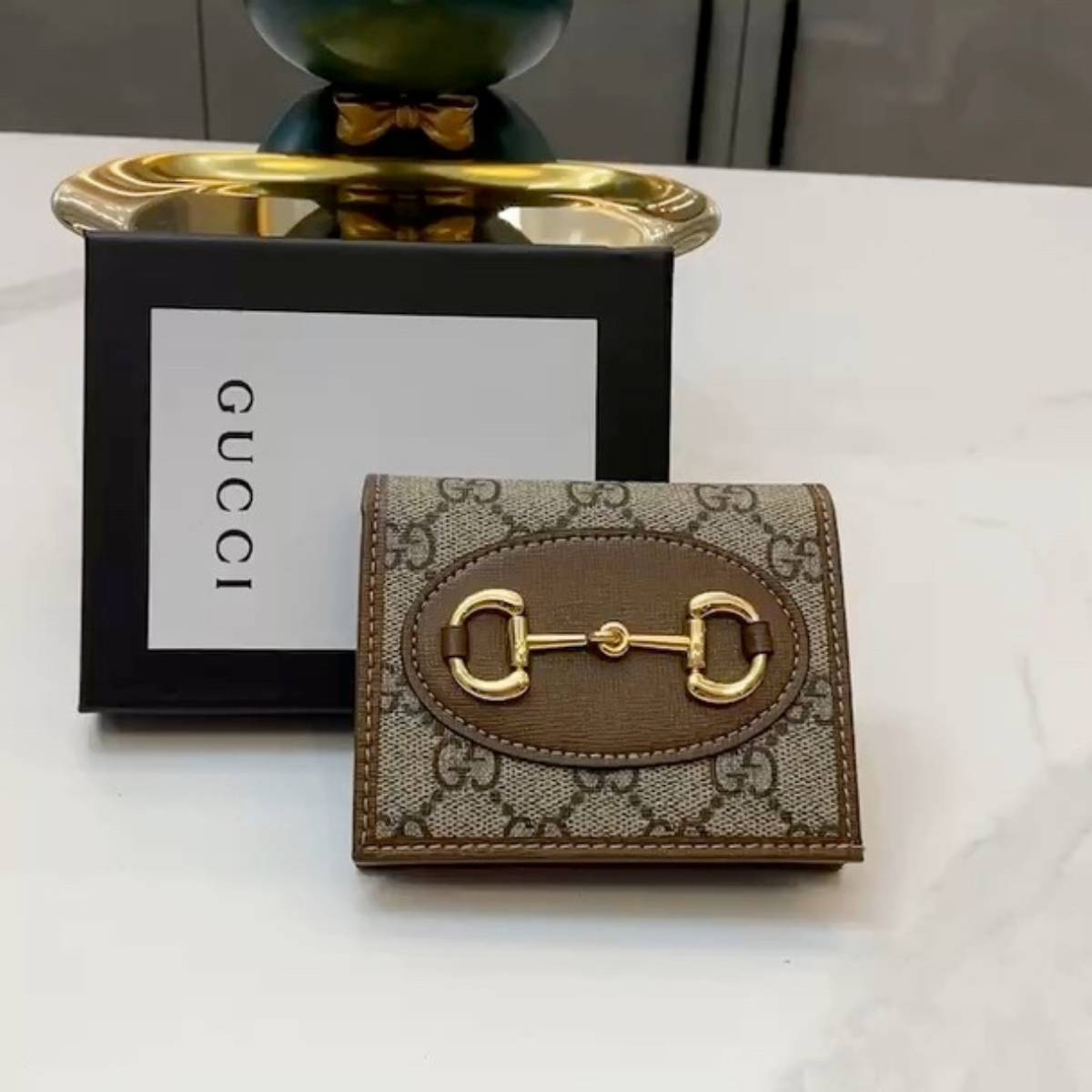 GUCCI Horsebit Canvas Cardholder