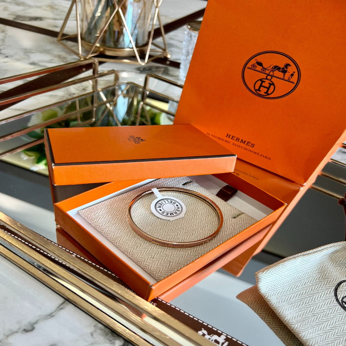 Hermès Monogram Rose Gold Bracelet