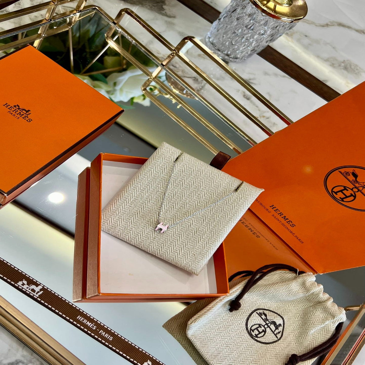 Hermès H-Letter Oval Necklace