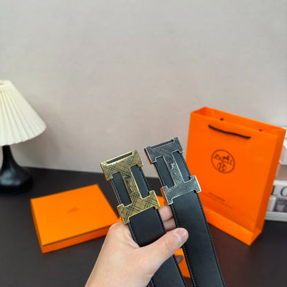 Hermès All-Steel Buckle Leather Belt