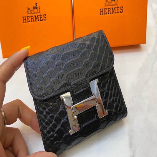 Hermès Tri-fold Caviar Leather Wallet