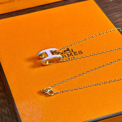 Hermès H-Letter Necklace in Oval
