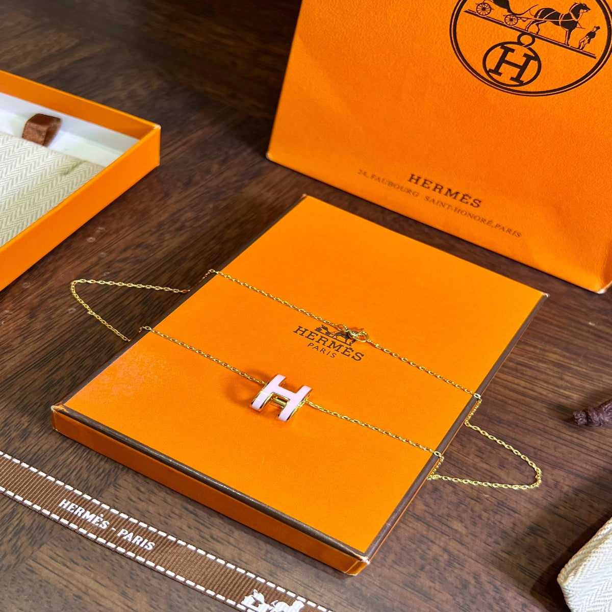 Hermès H-Letter Necklace in Oval