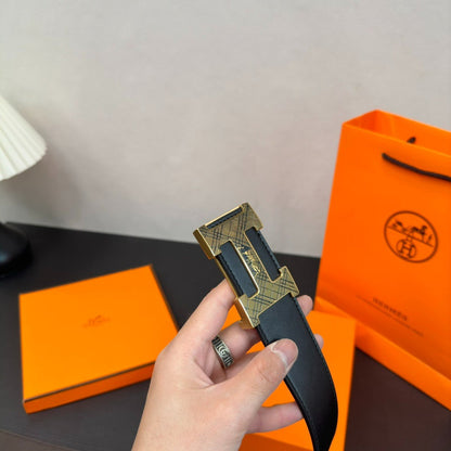 Hermès All-Steel Buckle Leather Belt