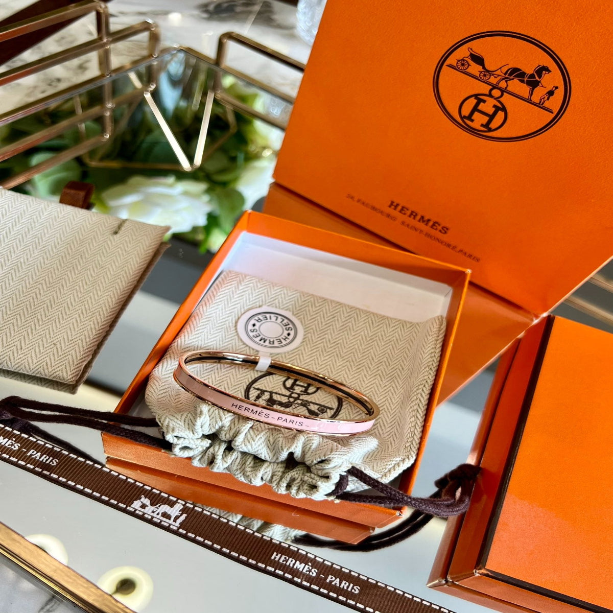 Hermès Monogram Rose Gold Bracelet