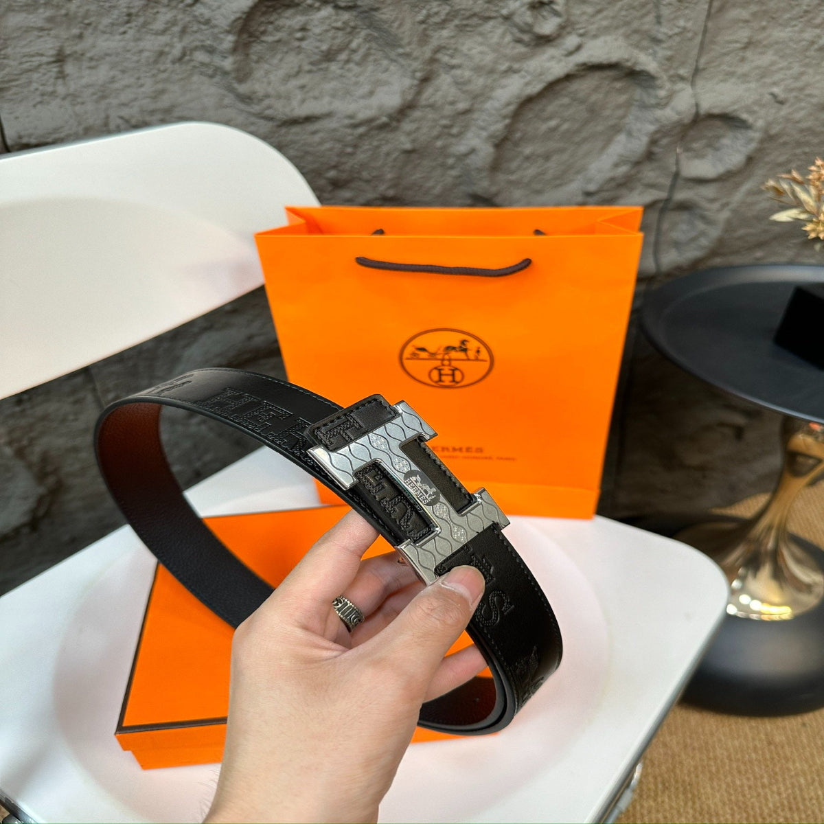 Hermès Cowhide “Hey Ha” Belt