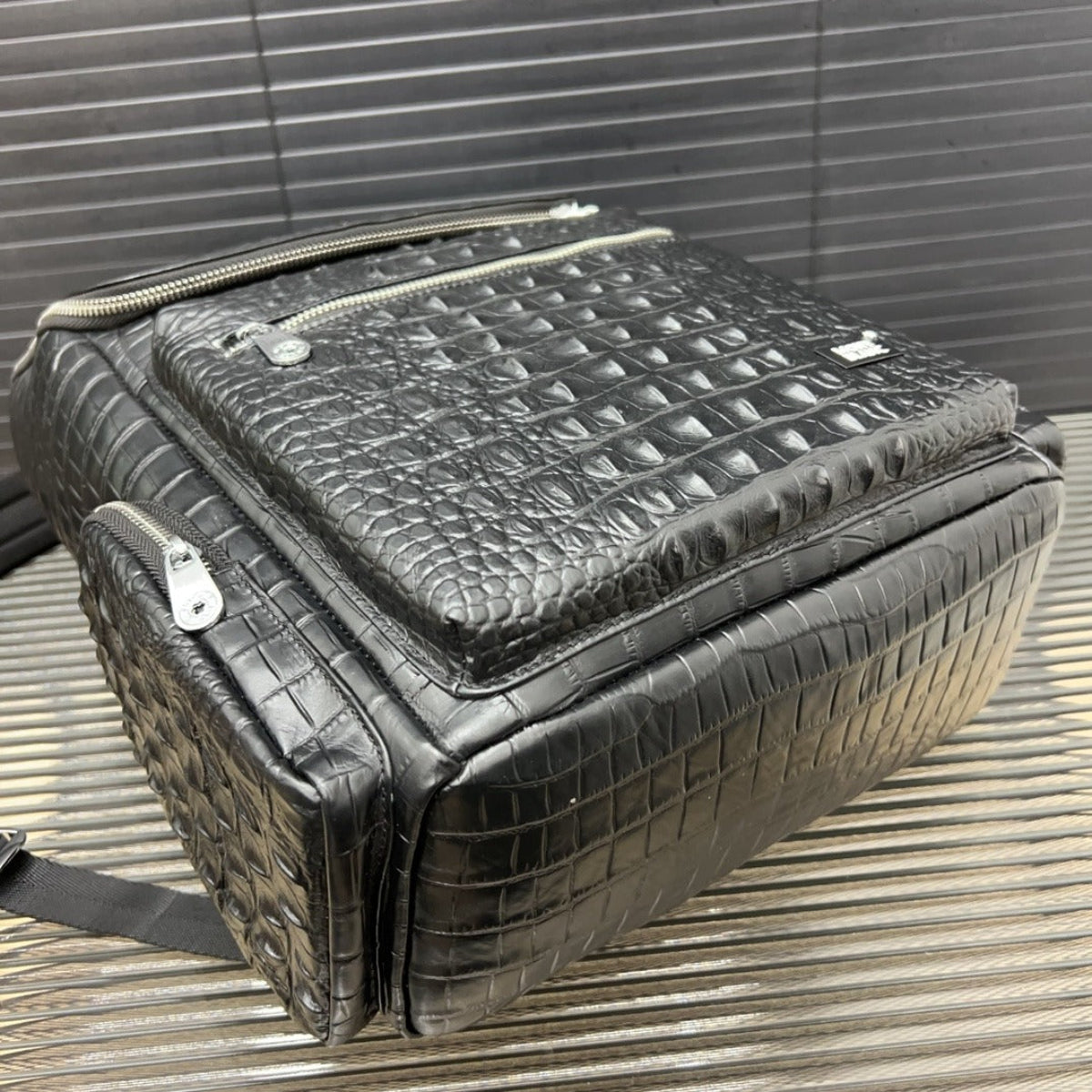 Hermès Crocodile-embossed Leather Backpack